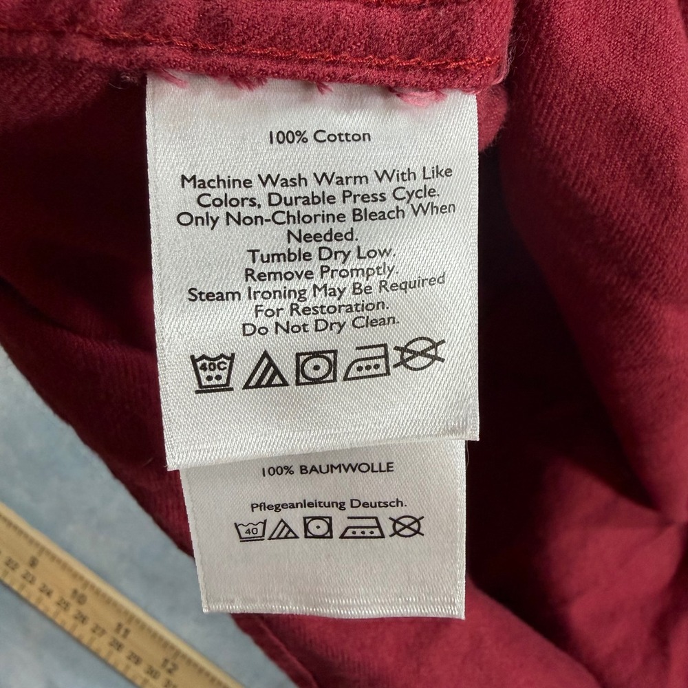 Eddie Bauer Button Down Shirt Mens TXL Red Excellent Relaxed Fit Cotton Twill - Picture 5 of 9